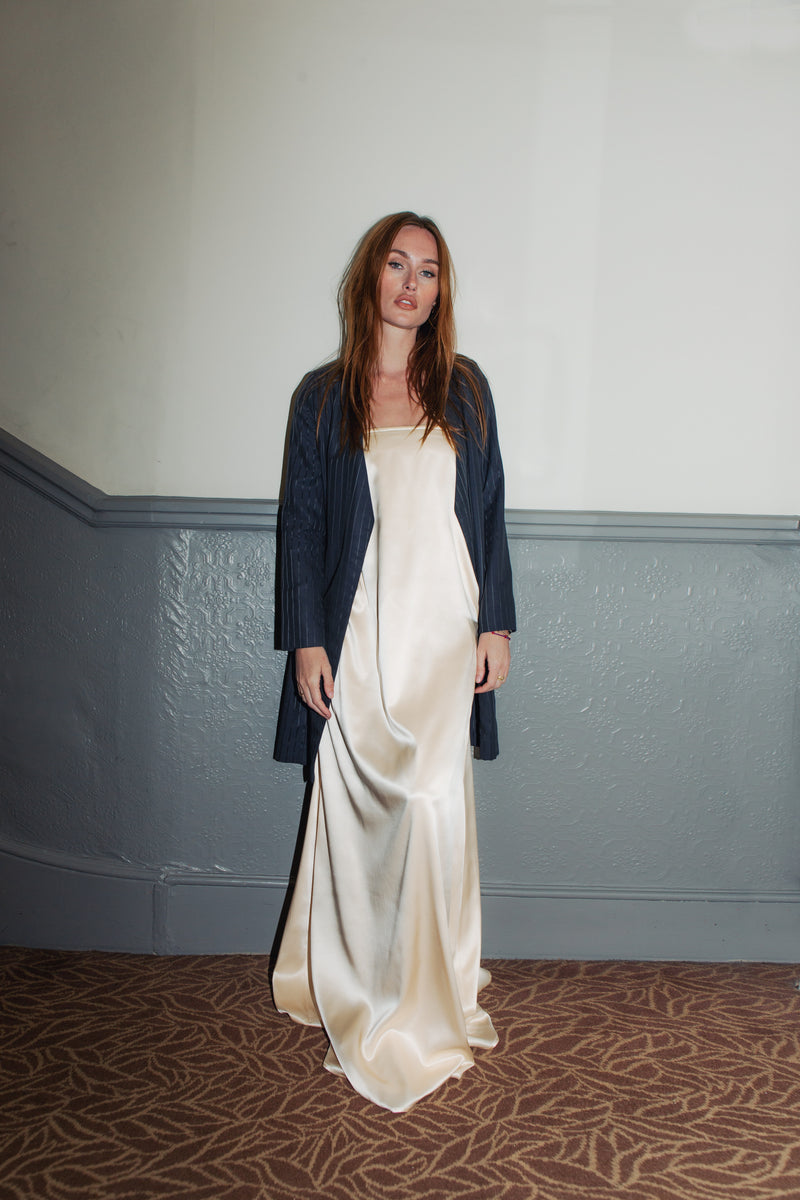 Buttermilk Satin Silk Bandeau Maxi Dress La Fix Buttermilk Satin Silk Bandeau Maxi Dress La Fix